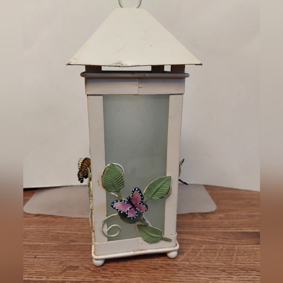 Vintage Glass and Metal 3D Butterfly Tealight Lantern - Picture 3 of 11